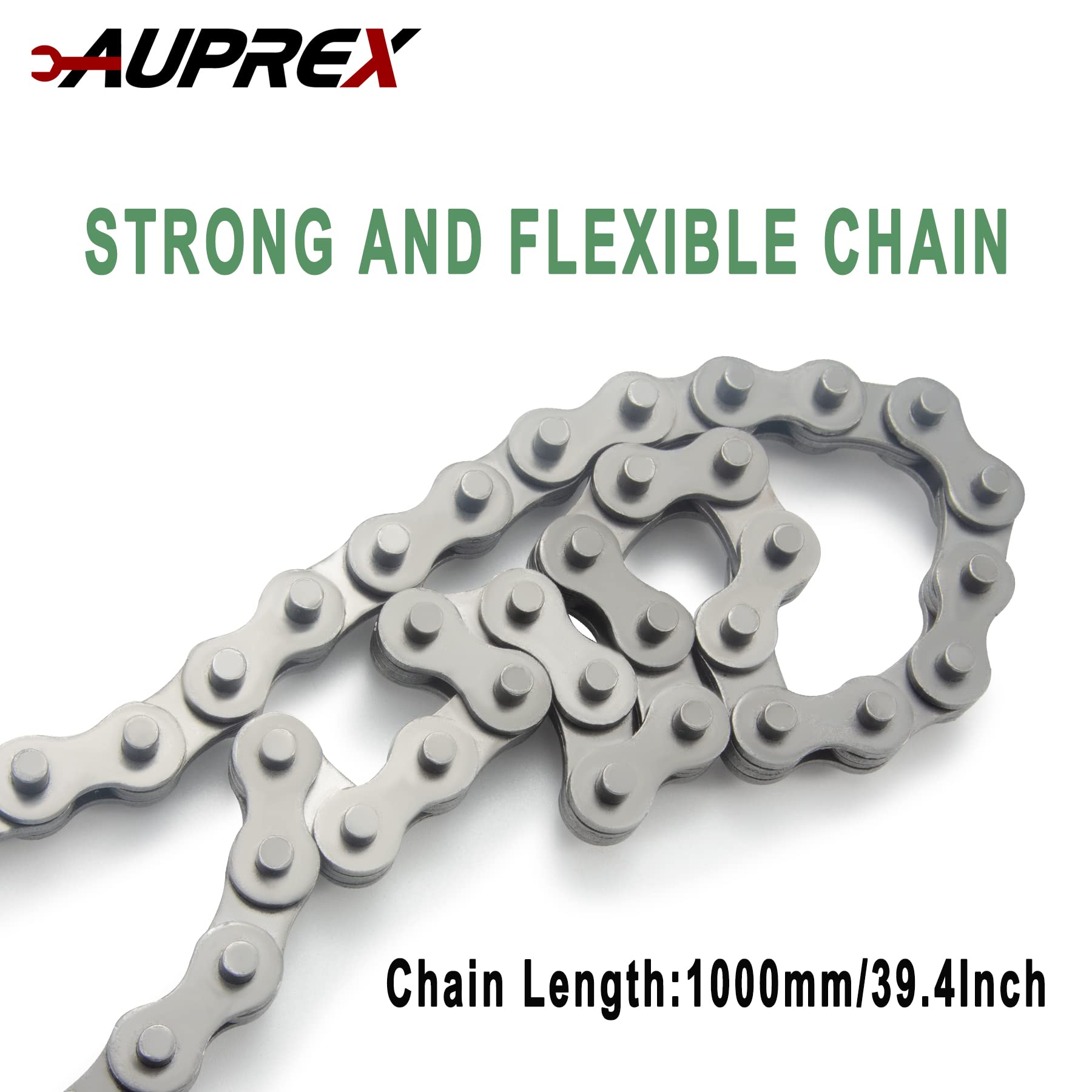 Wrap-around chain design reaches tight spaces where standard wrenches fail.