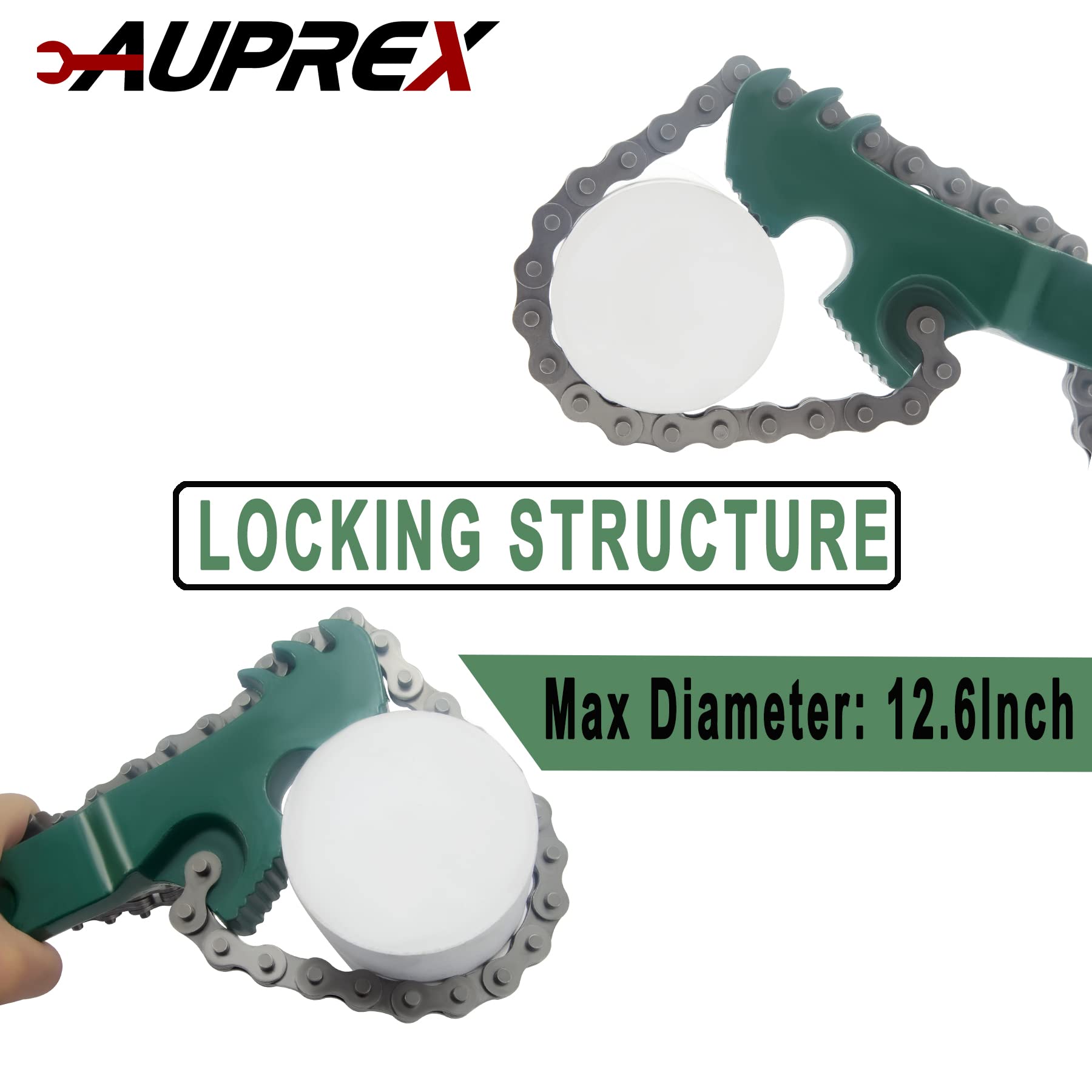 AUPREX concave teeth grip securely to spin pipes and filters.