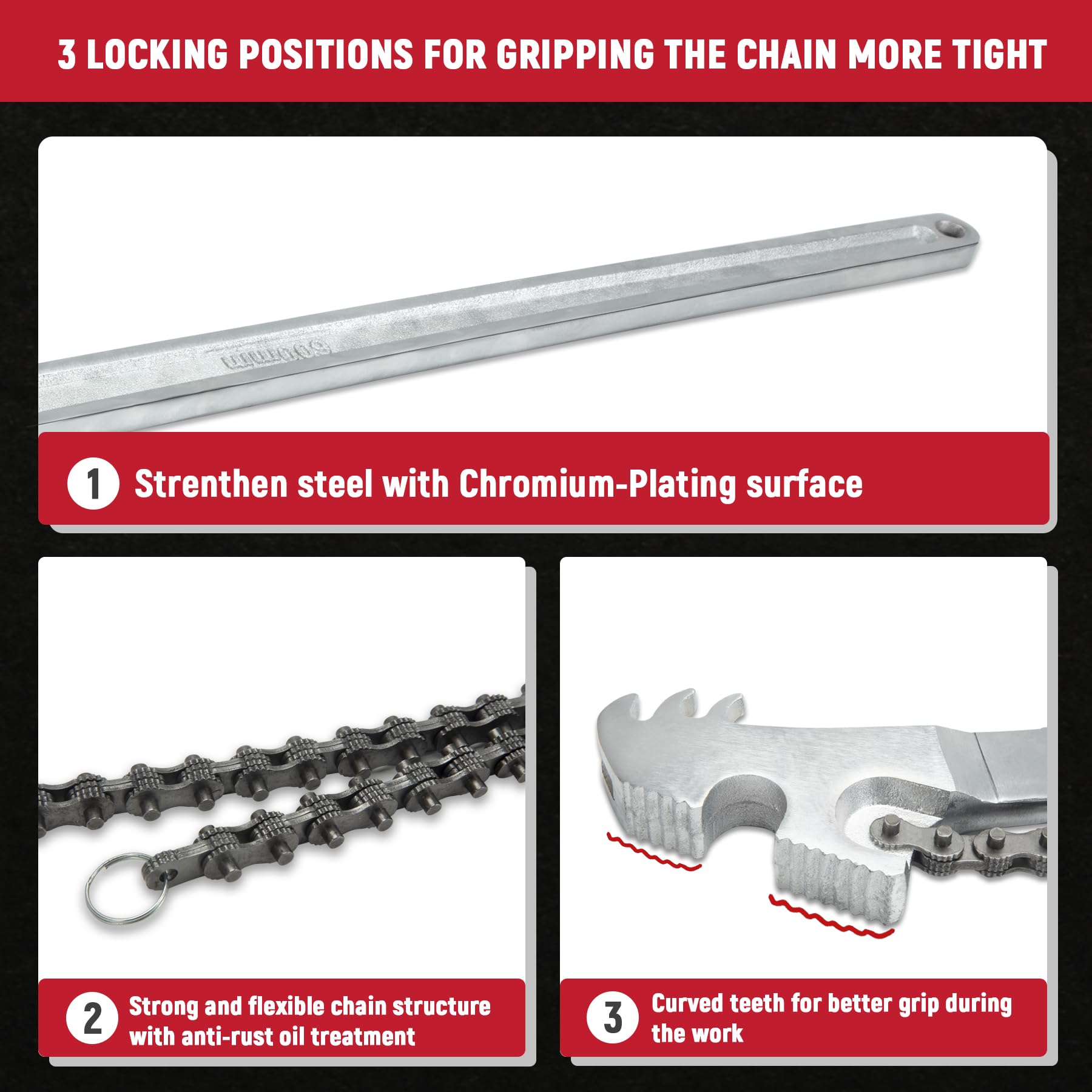AUPREX CR-V steel drop-forged construction for durability under heavy use.