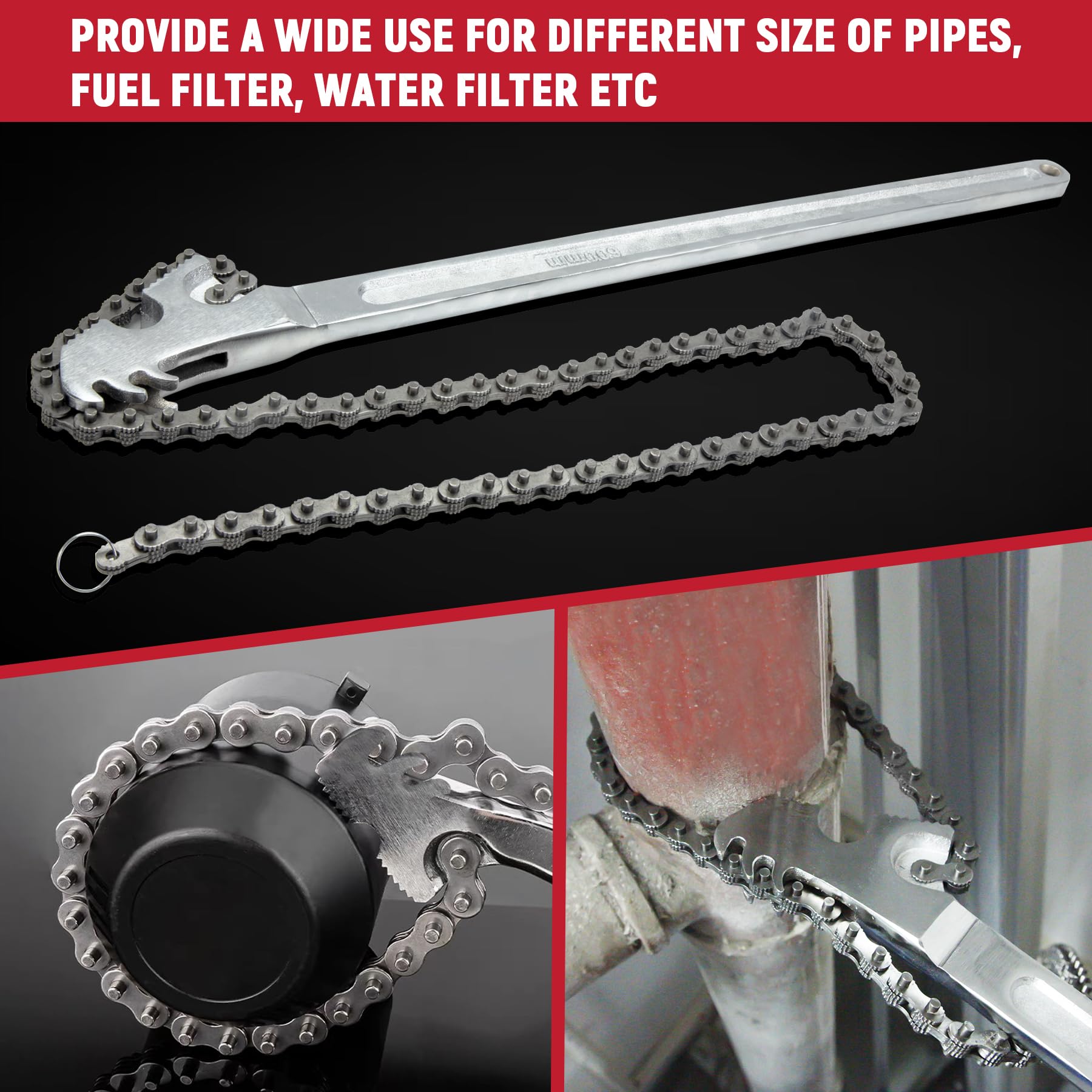 AUPREX long I-beam handle delivers extra leverage for stubborn fittings.