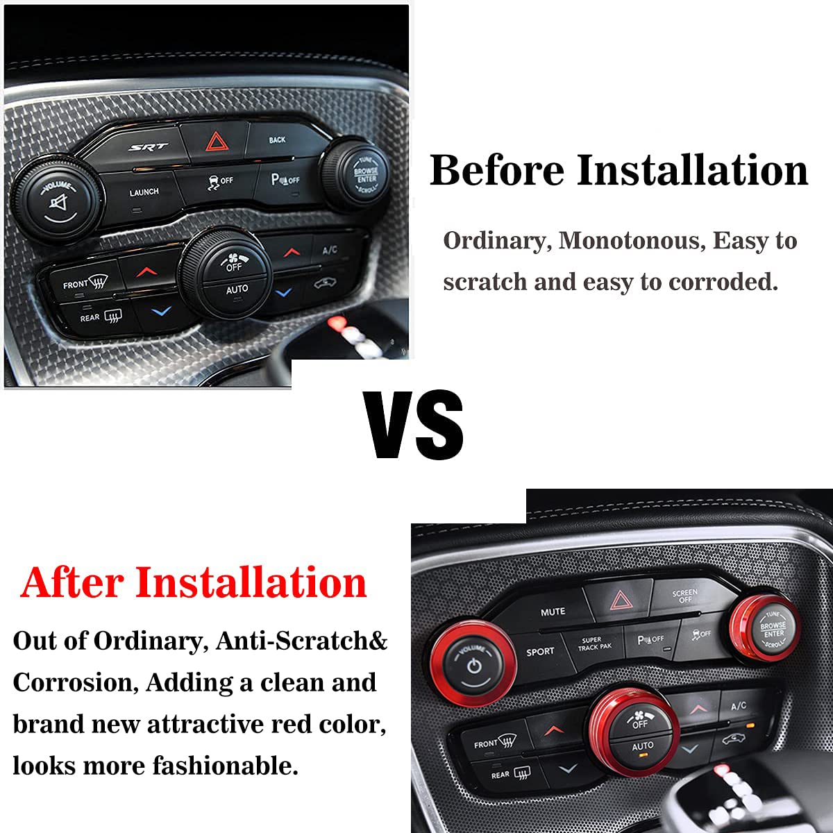 Auprite red ac switch cover for Challenger improves grip and appearance with easy install
