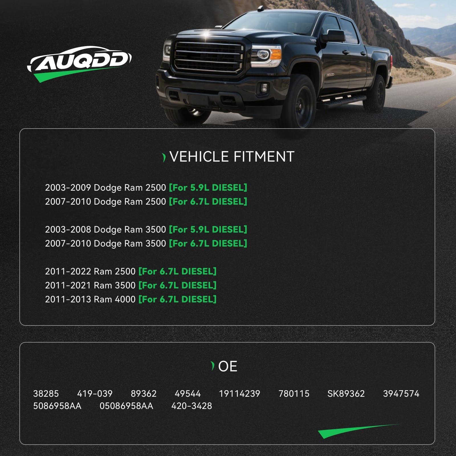 AUQDD automatic belt tensioner supports smooth alternator and power steering performance.
