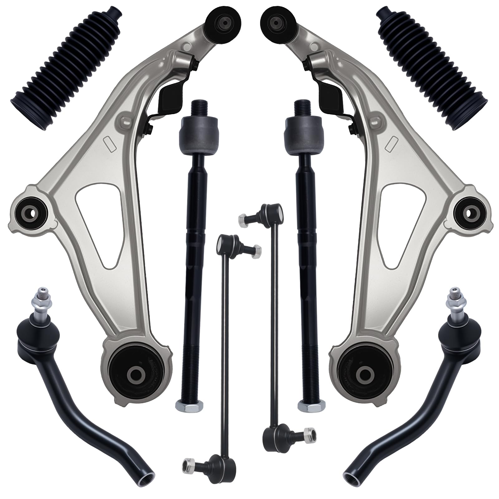 AUQDD front end suspension lower control arm with ball joint for smoother steering and alignment.