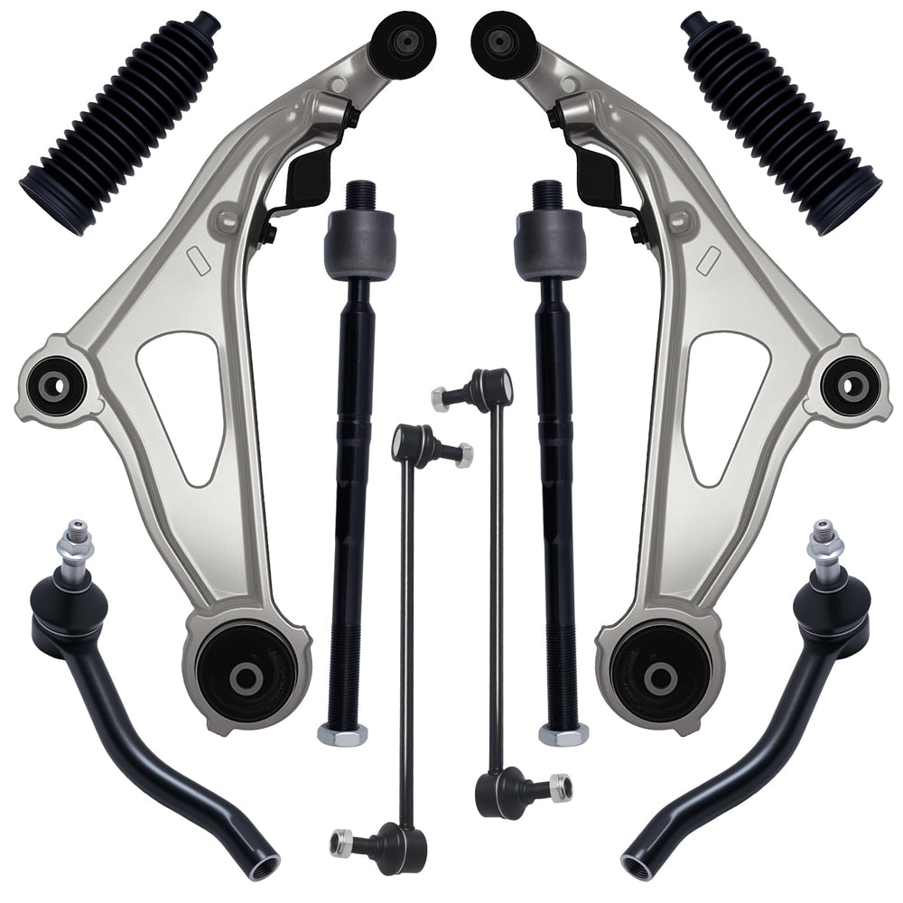 AUQDD front end suspension lower control arm with ball joint for smoother steering and alignment.