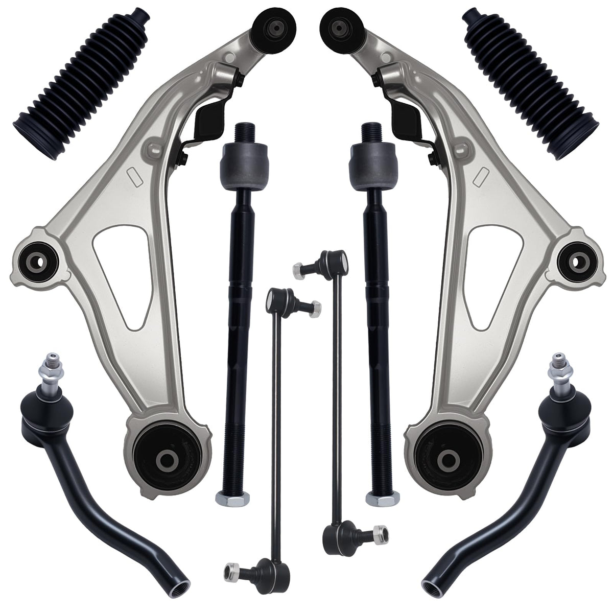 AUQDD front end suspension lower control arm with ball joint for smoother steering and alignment.