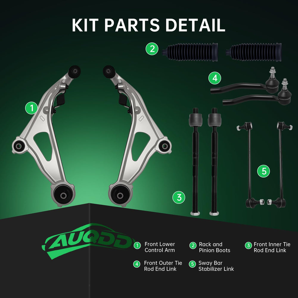 AUQDD outer tie rod end link for driver side steering accuracy and responsiveness.