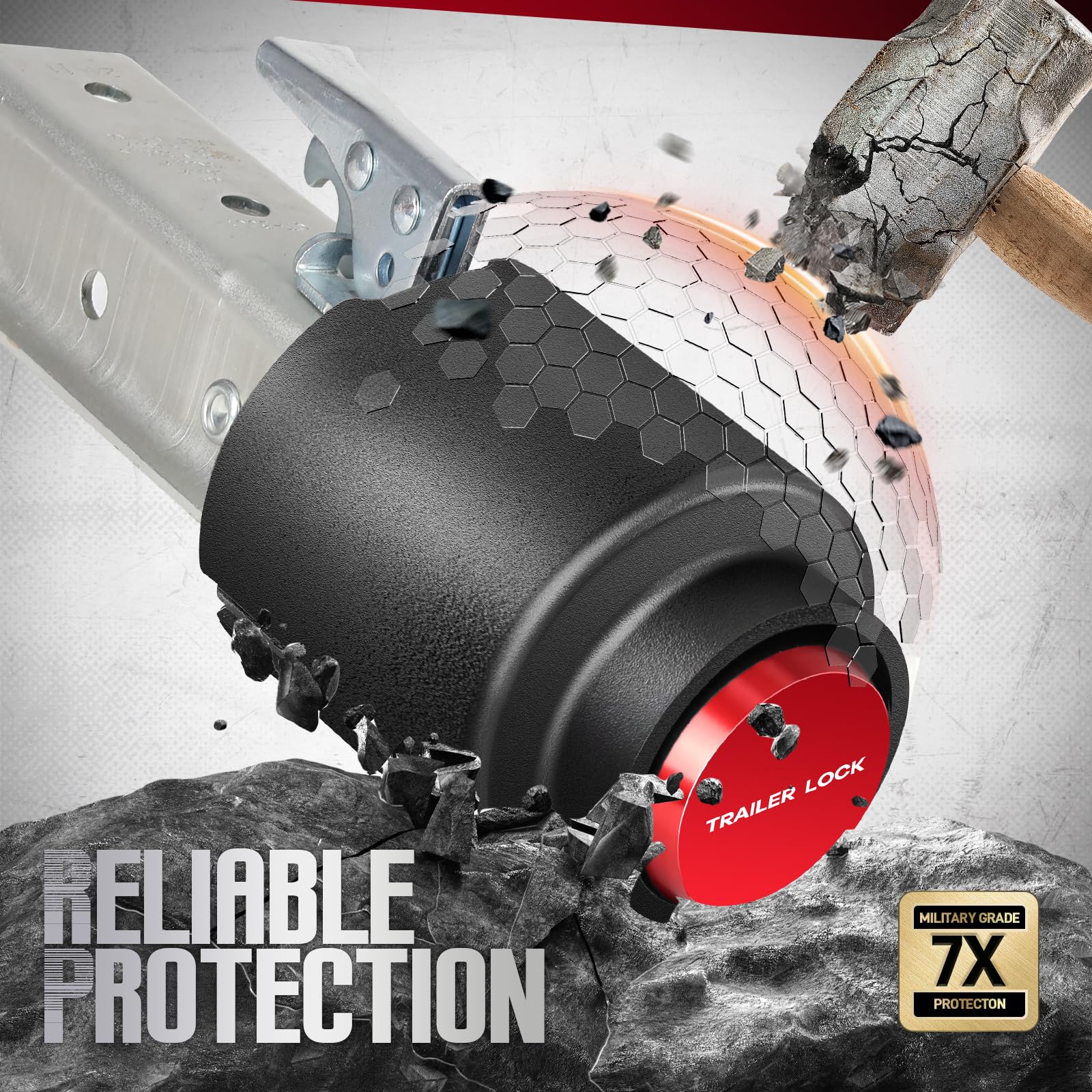 AUREOASIS trailer lock with wide compatibility fits Bulldog and common couplers.