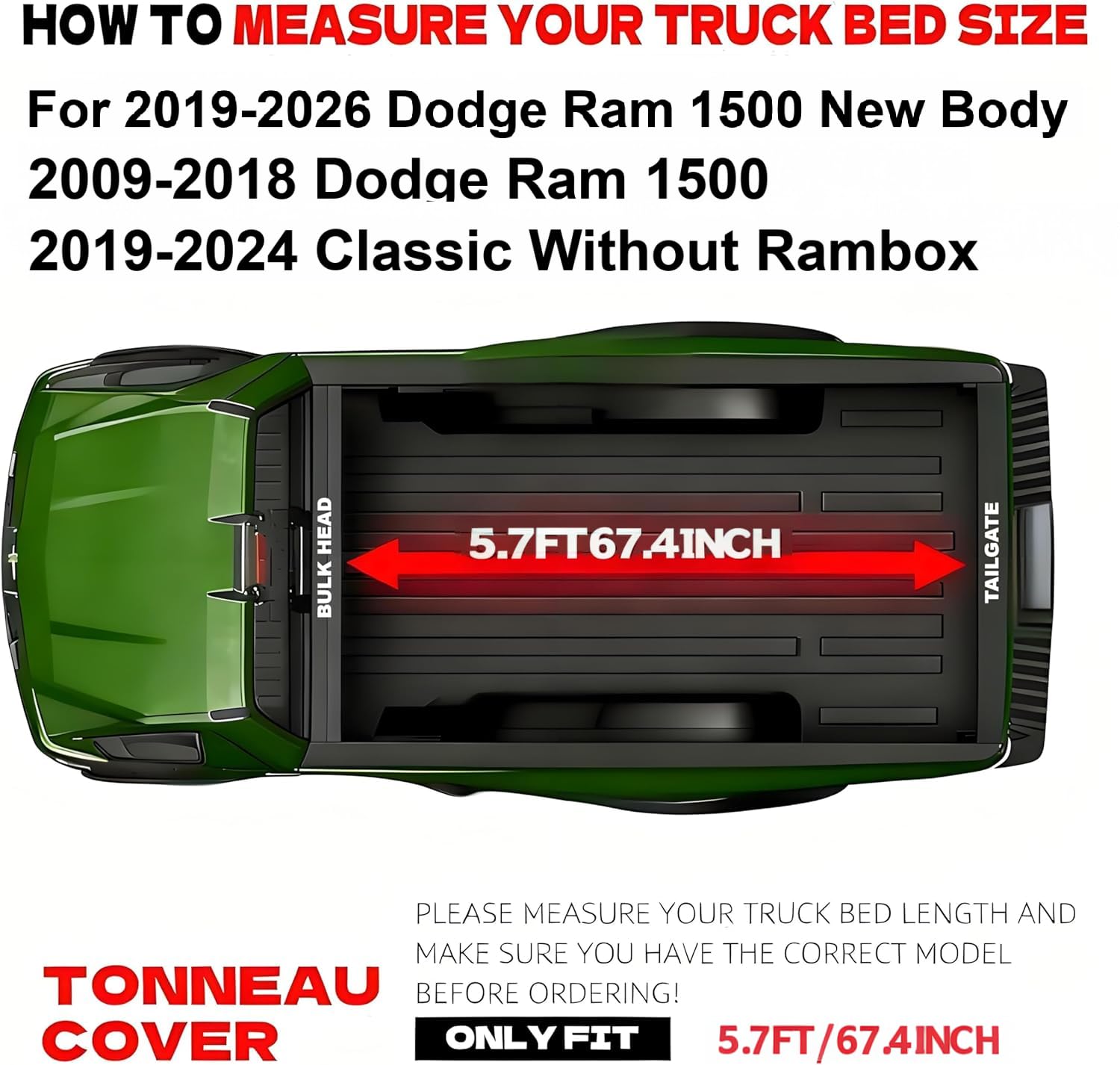 Aurorasters clamps enable quick, tool-free installation on the Ram 1500 5.7ft bed.