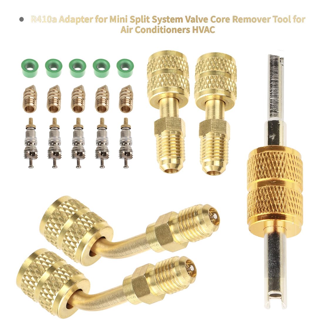 Ausfyyam R410a straight mini split adapter shown for secure gauge hose access.