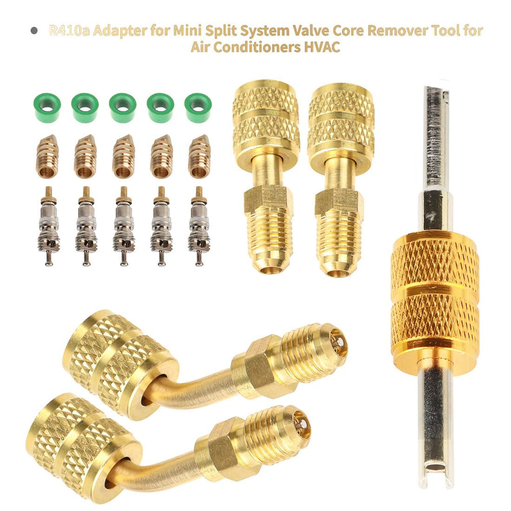 Ausfyyam R410a straight mini split adapter shown for secure gauge hose access.