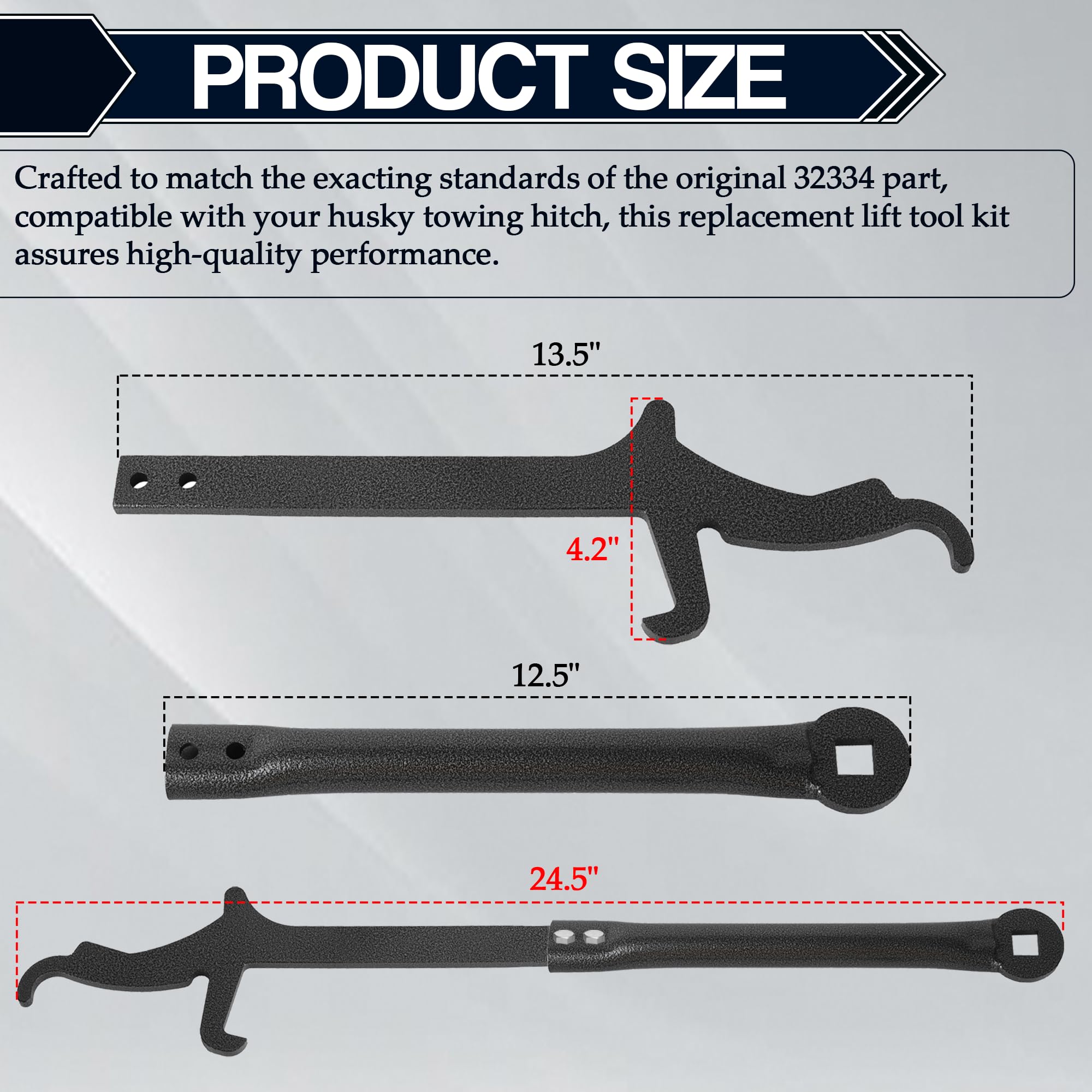 Aussio 32334 lift tool kit side view highlighting robust steel and coating