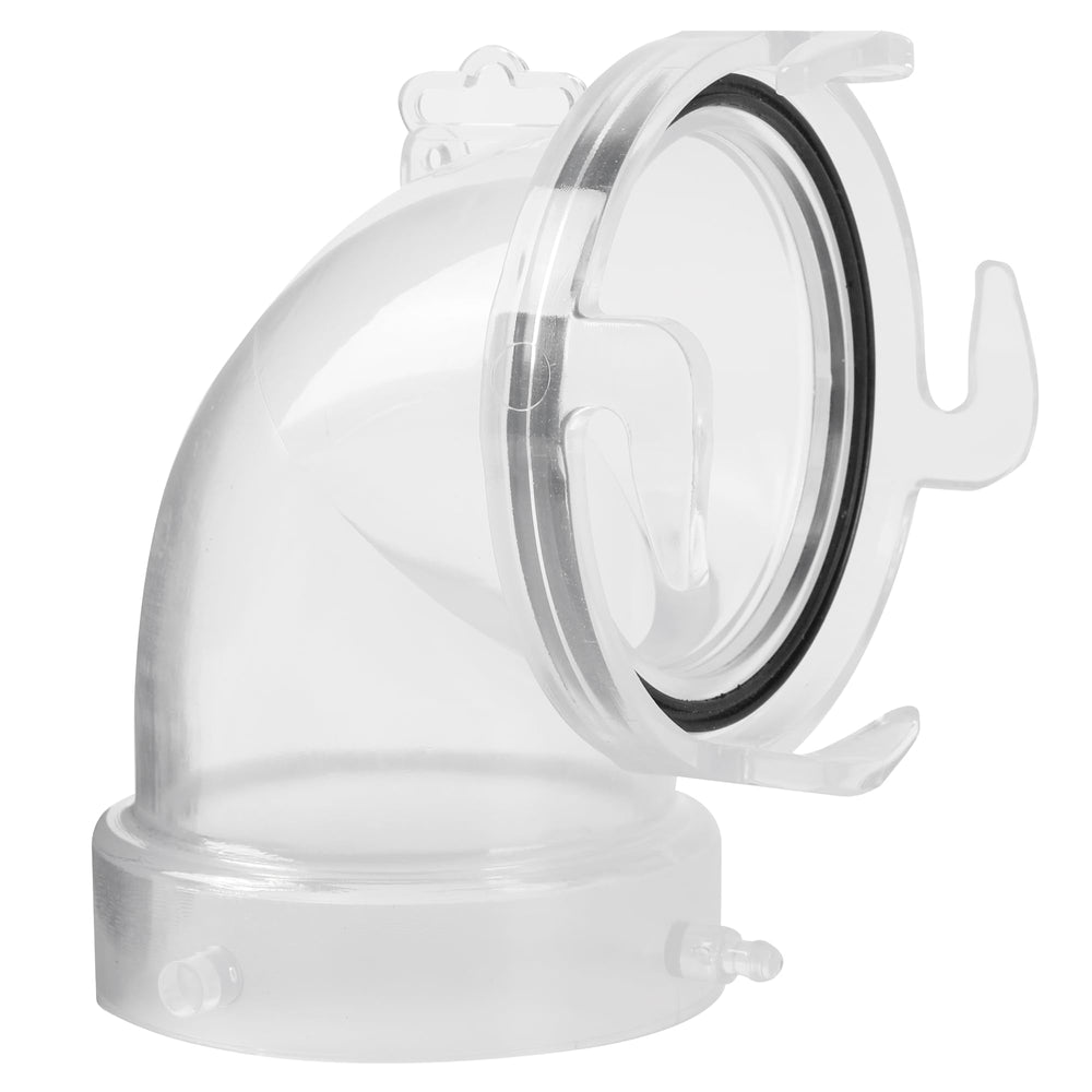 Aussio 90-degree Clearview adapter enabling easier RV hose connections.