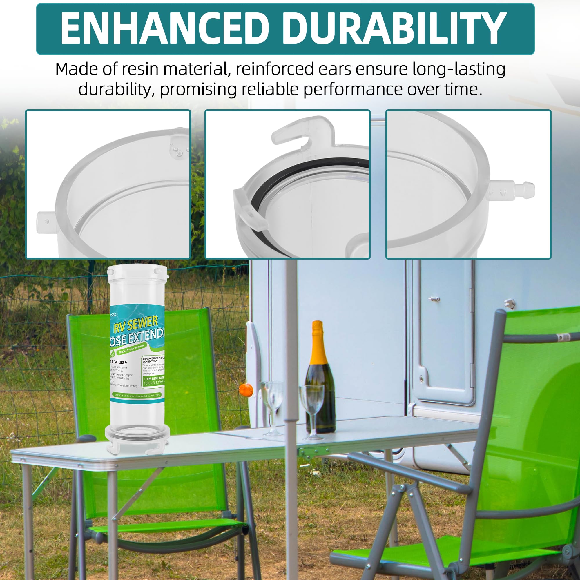 Aussio Extends drain hose connections for a smoother RV setup.