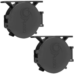 Aussio end cap for 4-5/8 inch sewer hose in black, secured for travel.