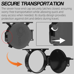 Latching Aussio end cap protecting hose ends from dirt and damage.