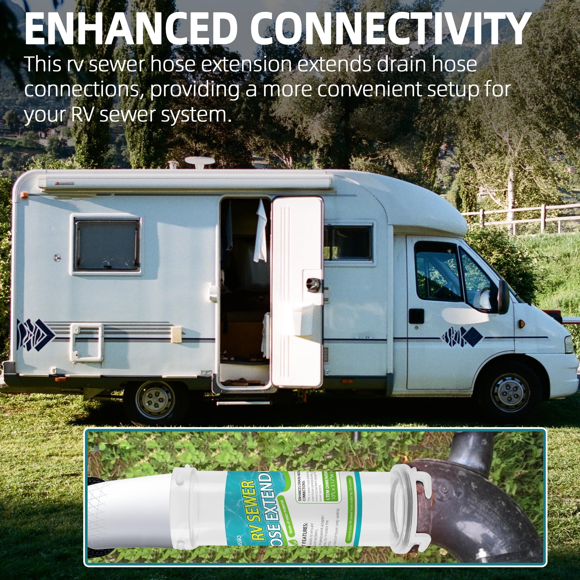 Aussio Clearview adapter in action for RV hookups and maintenance.