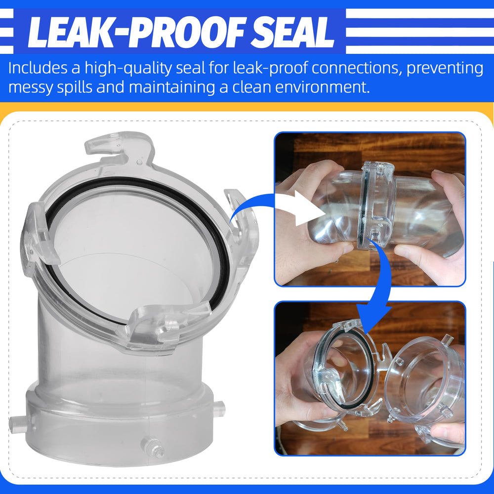 Aussio leak-proof seal helps prevent spills during hookups.