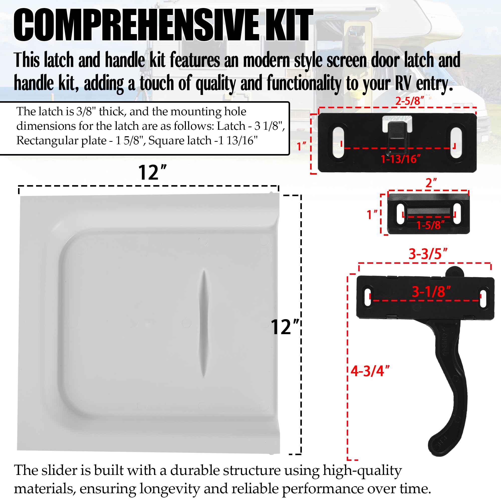 Aussio RV door slide panel 12-inch - compatible replacement for RV entry doors.