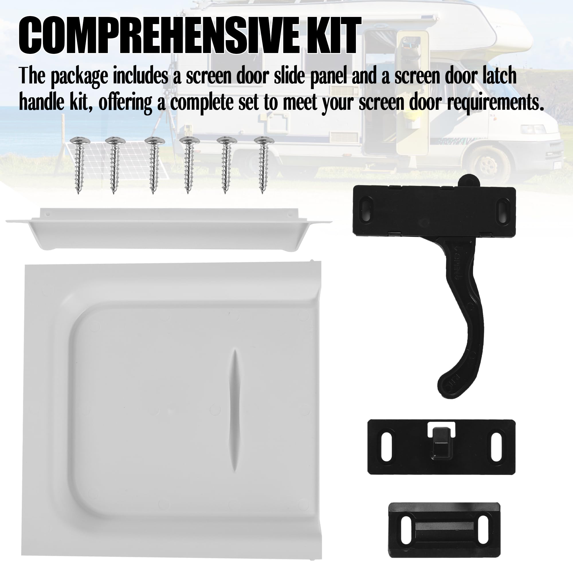 Aussio RV entry door hardware - all-in-one upgrade kit for screen doors.