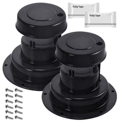 Aussio RV vent cap kit in black, front view, showing UV‑resistant design for outdoor use