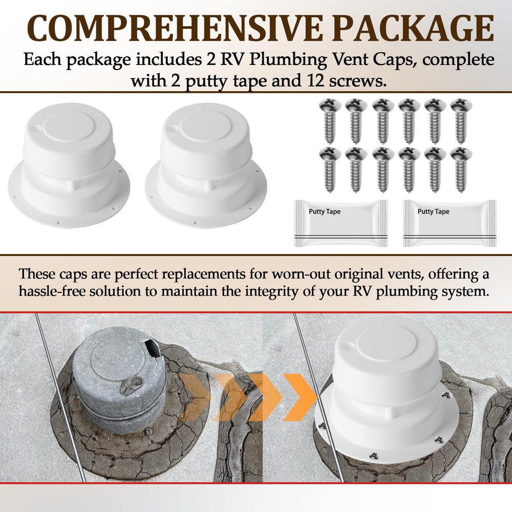 Aussio silicone caulk sealing around vent cap shows extra protection against moisture.