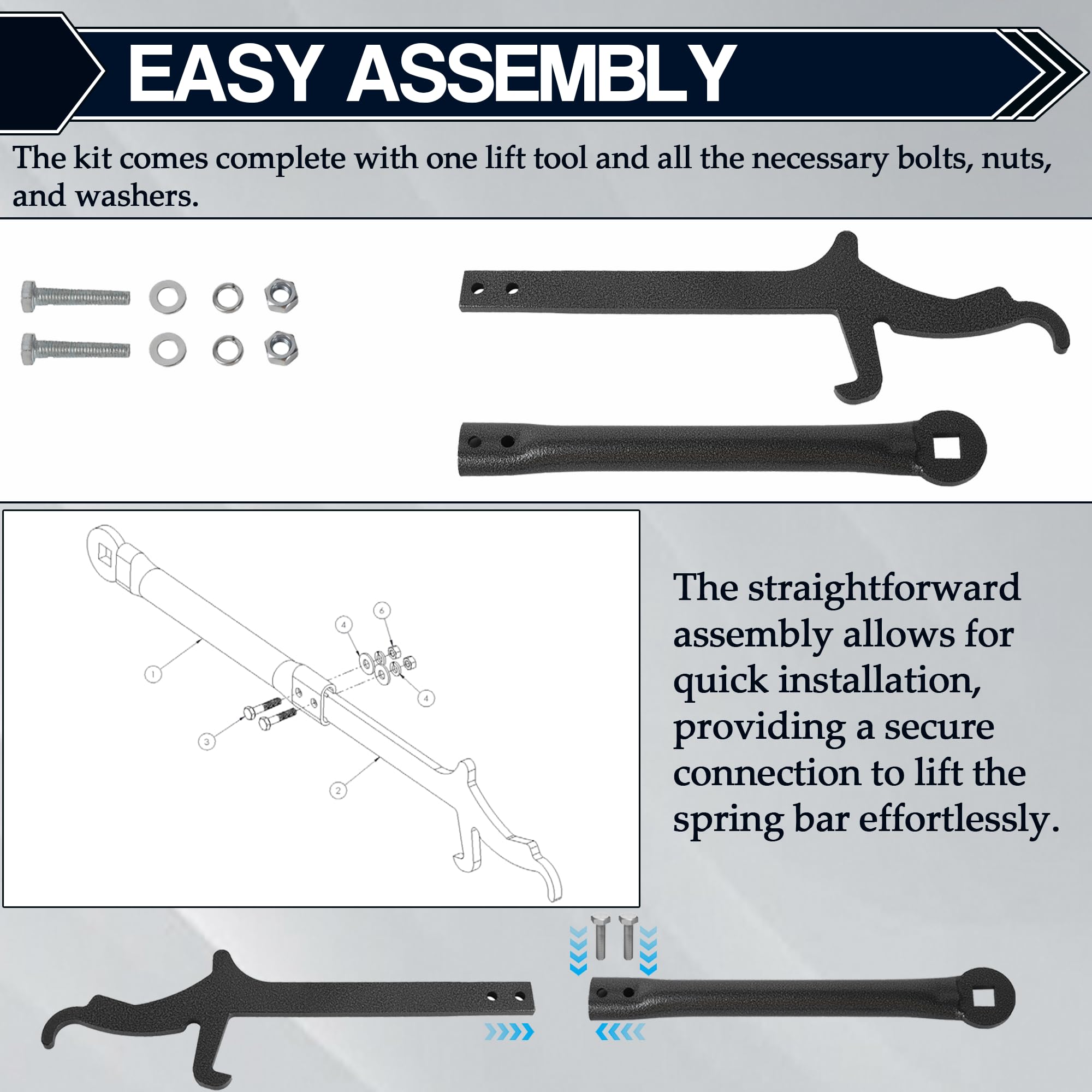 Aussio spring bar lifting action demonstrating secure bar positioning