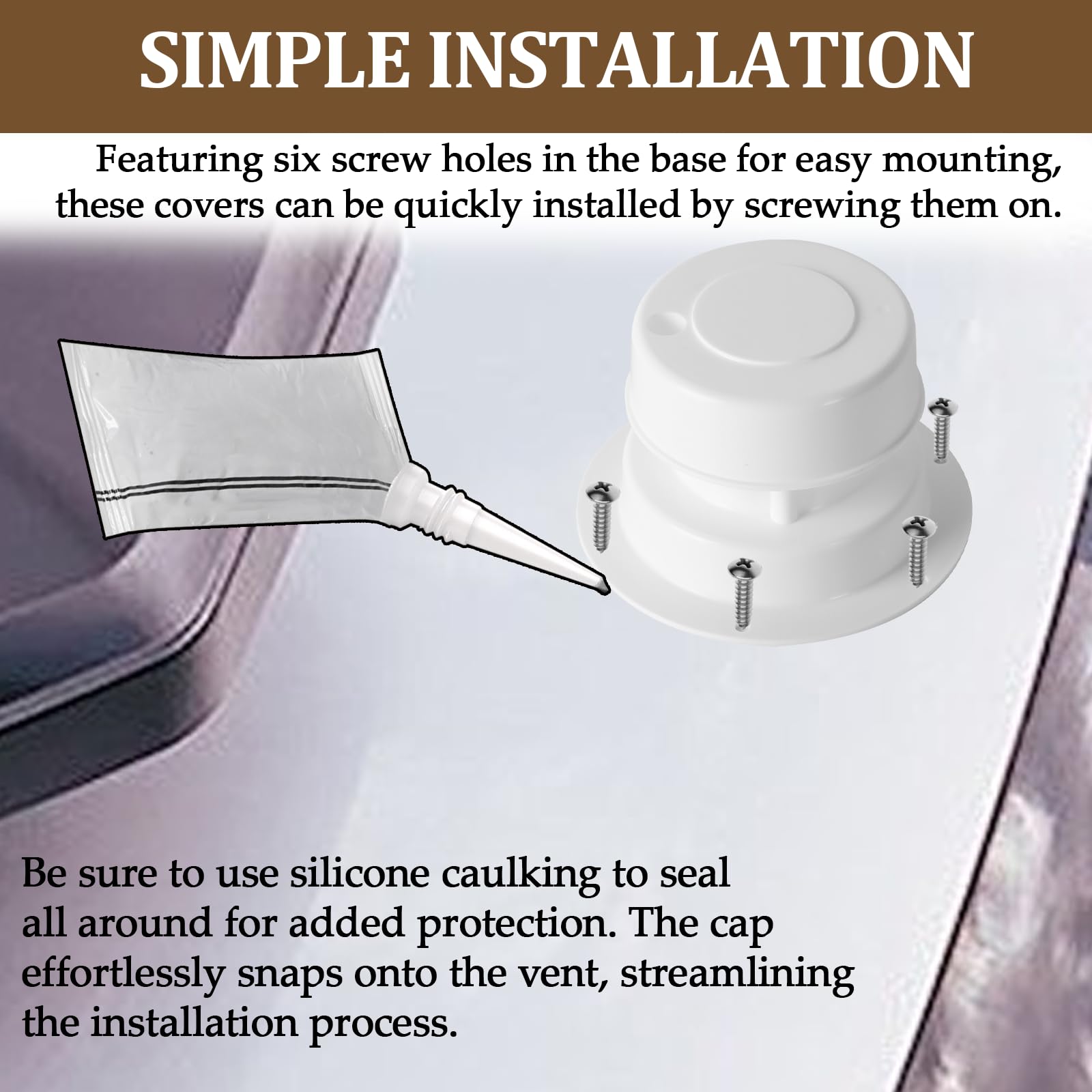 Aussio vent cap mounted on an RV pipe demonstrates secure, odor-control-ready ventilation.