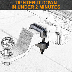 Autekcomma hitch tightener installation demonstrating quick, tool-free setup for stable towing