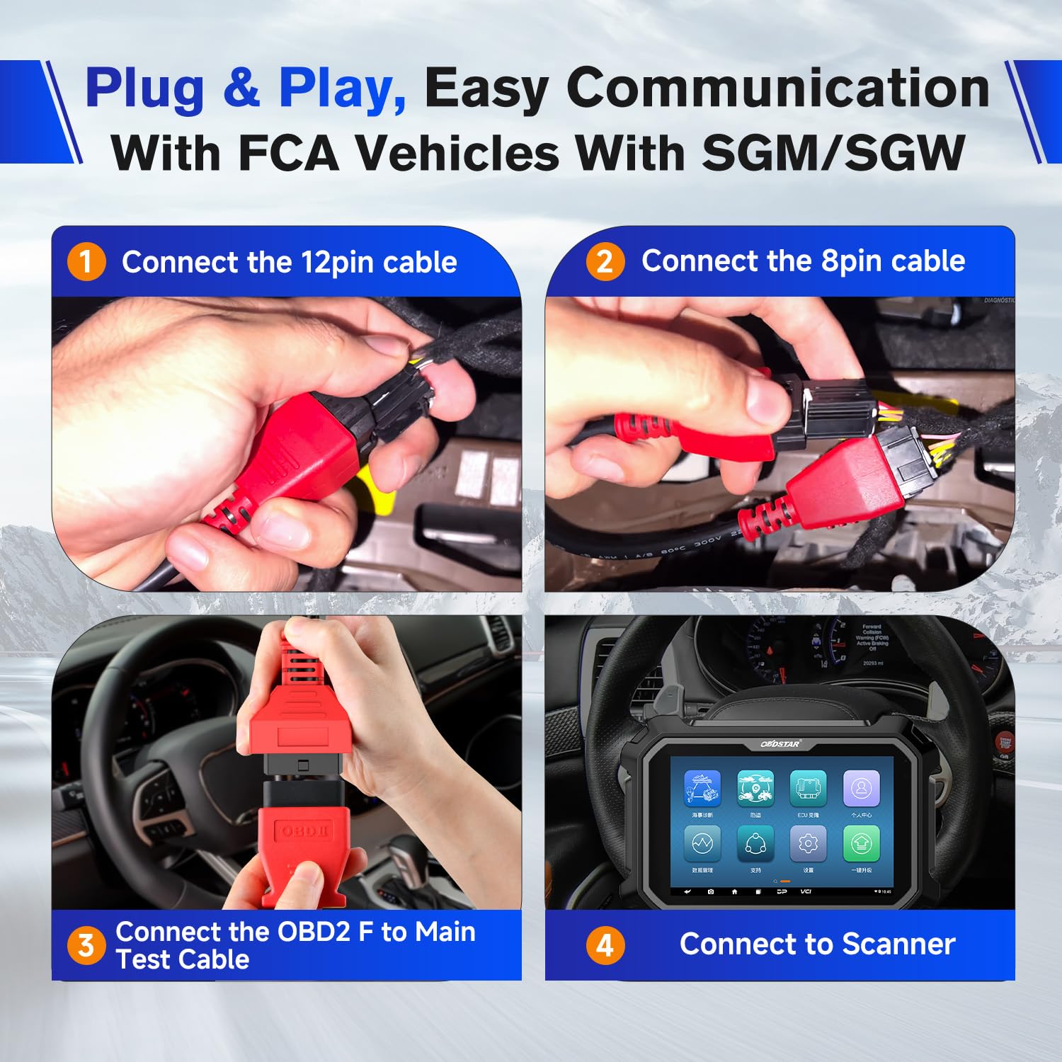 Autel 12+8 cable Fiat/Alfa Romeo OBD2 link for diagnostics