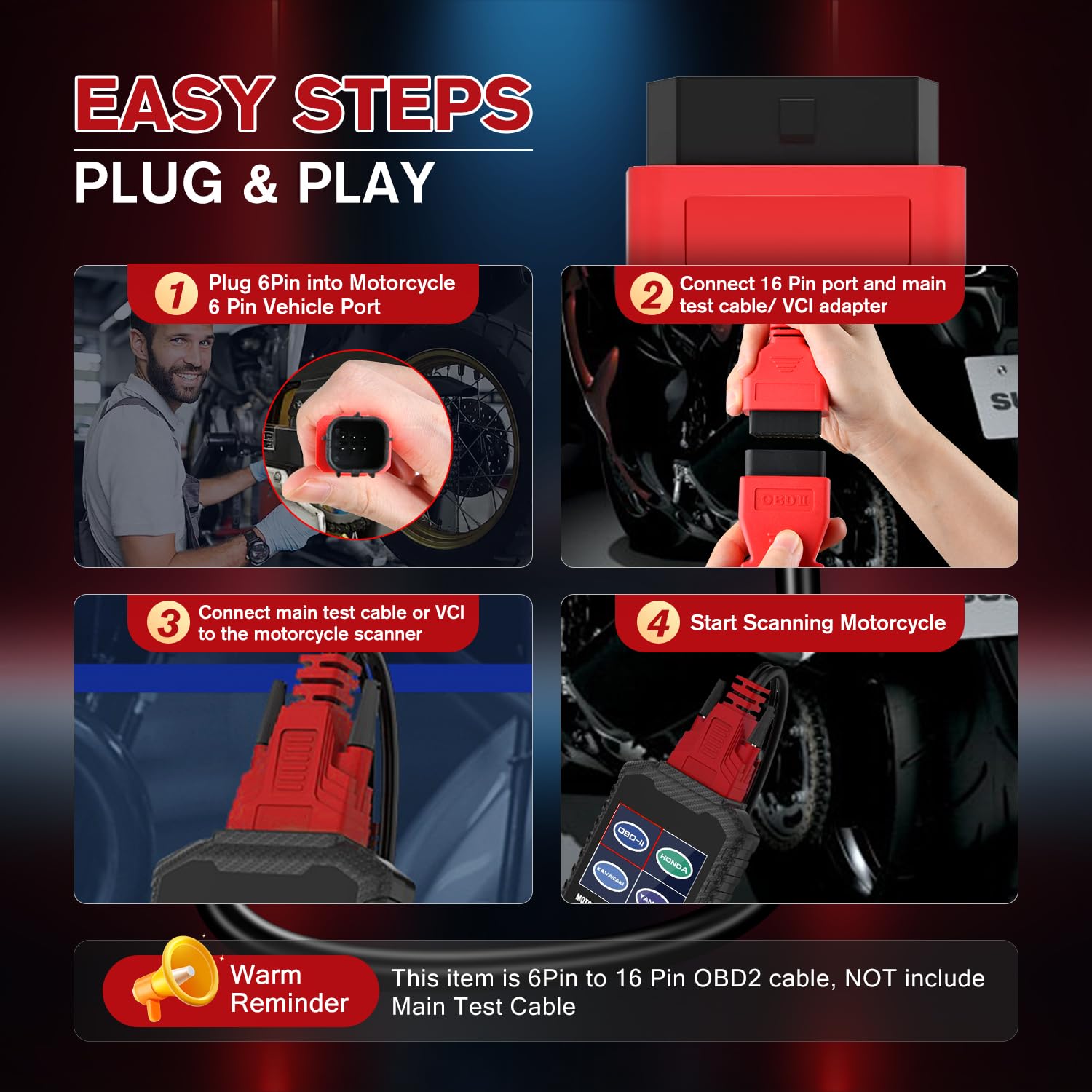 Autel six-pin to sixteen-pin bundle with secure lock-in connections