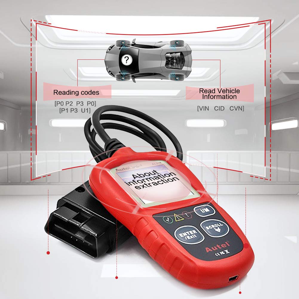 Autel AL319 color TFT screen showing DTC definitions clearly