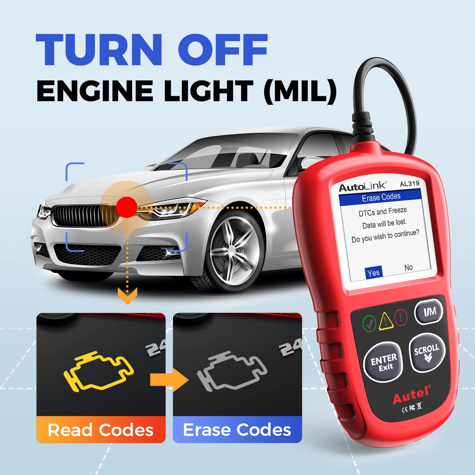 Autel AL319 freeze-frame view captures momentary sensor data for troubleshooting.