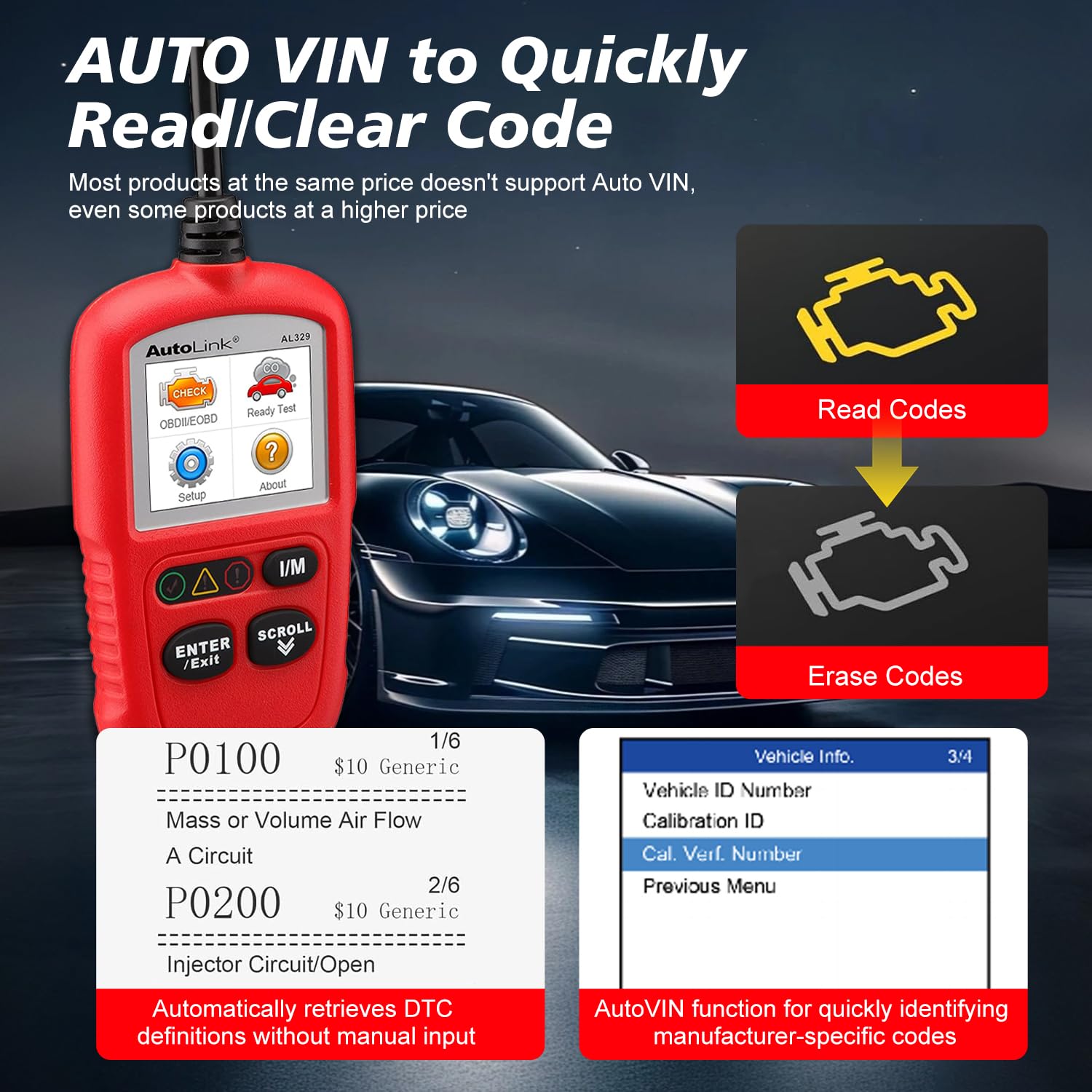 Autel AL329 one-click I/M readiness key usage scenario.