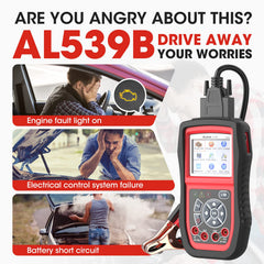 Autel AL539B battery test results screen for rapid 12V battery assessment.