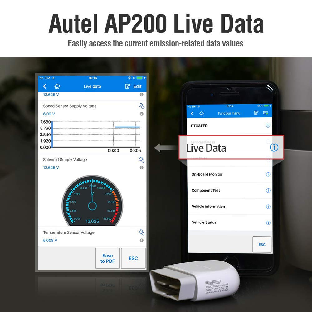 Autel AP200 offers 19 service functions for maintenance tasks and resets.