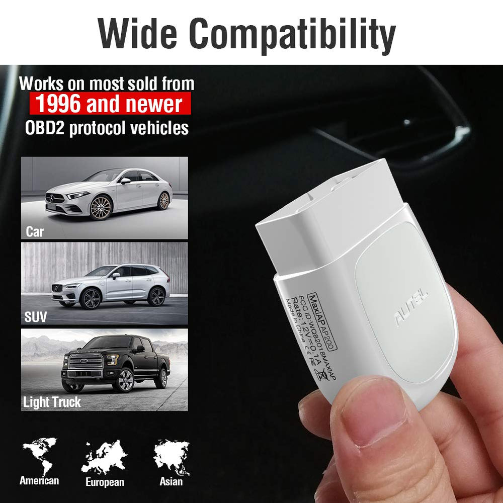 Autel AP200's compact form fits in your glove box for on-the-go diagnoses.