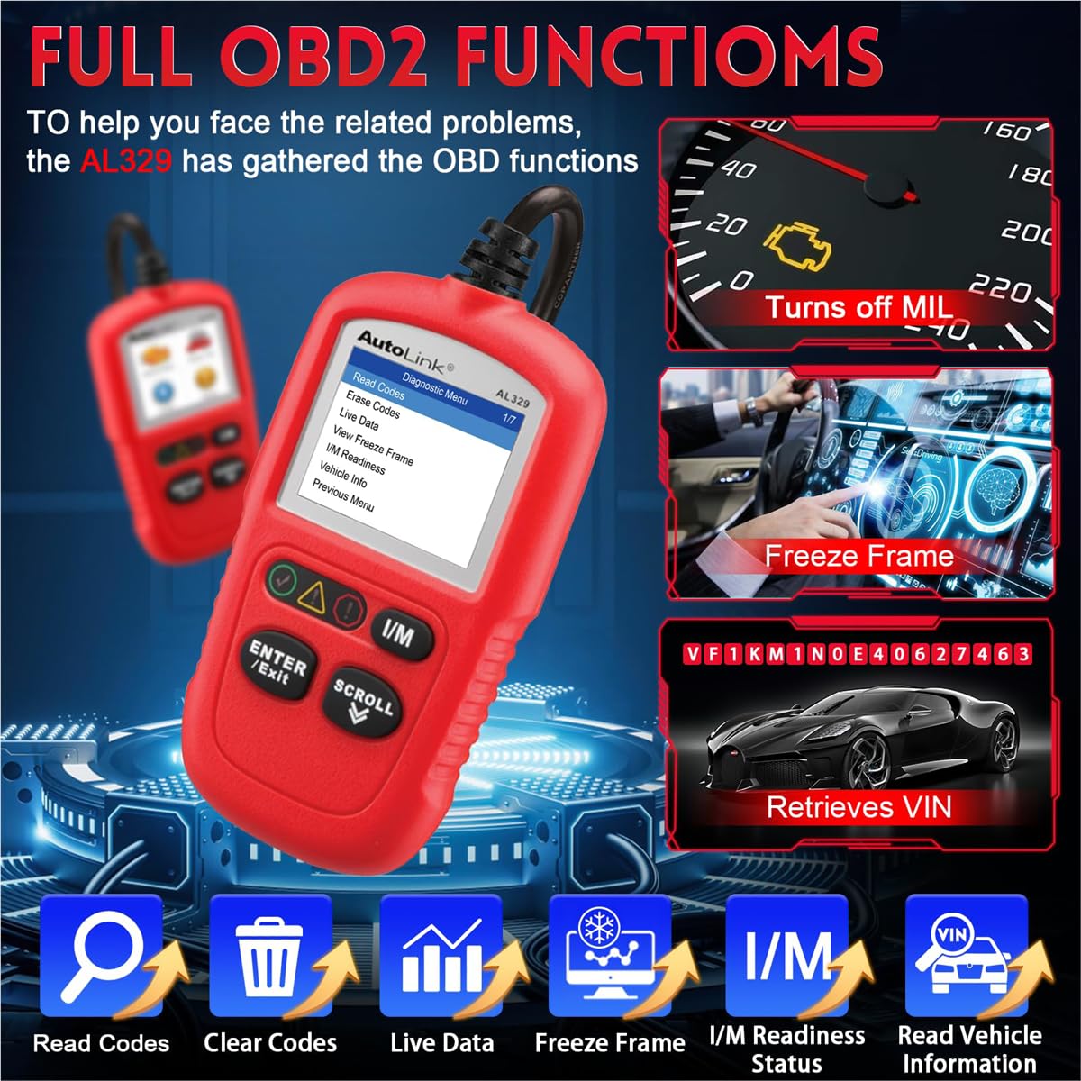 Autel Autolink AL329 graphing live data for real-time monitoring