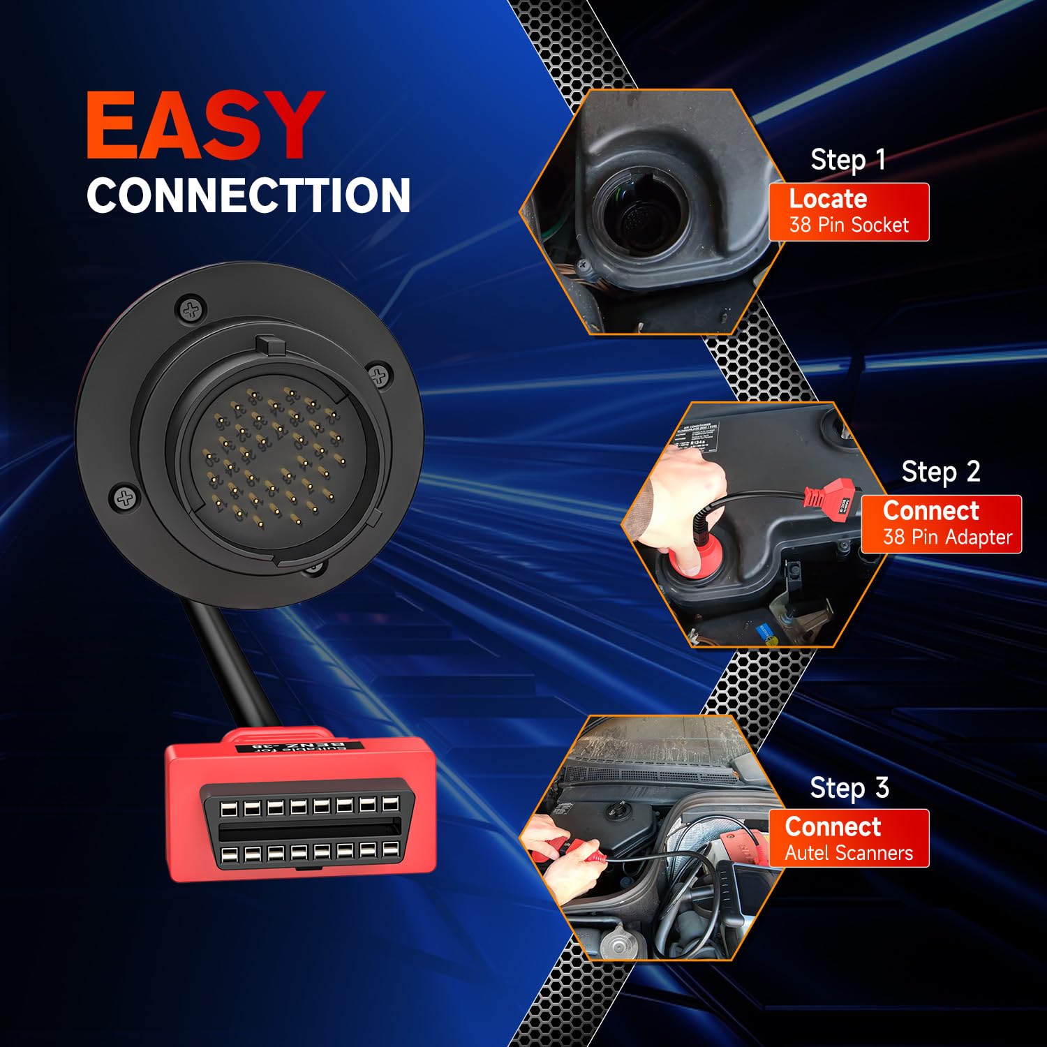 Supports reading live data and codes when paired with Autel devices.