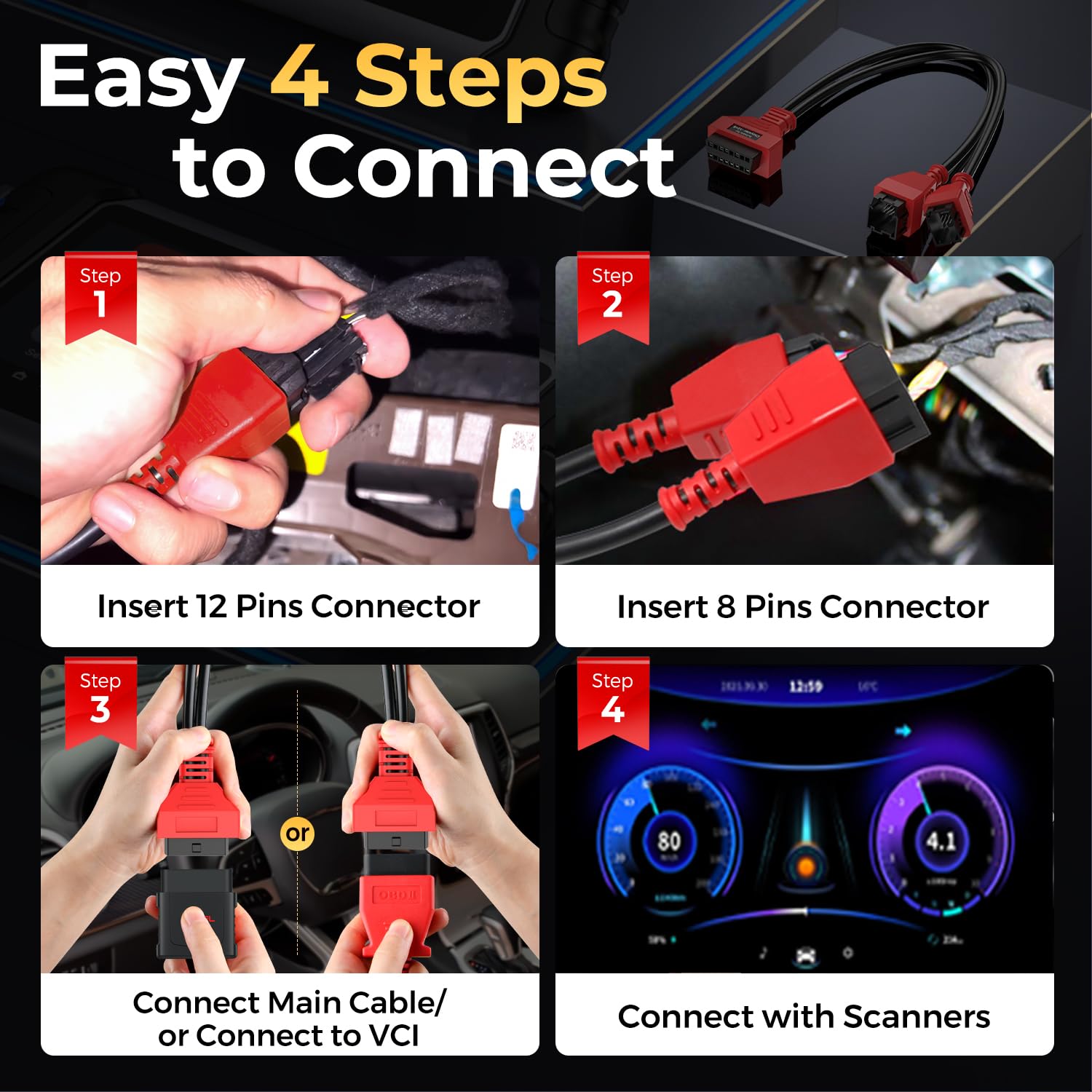 Autel cable with rugged jacket designed for automotive use