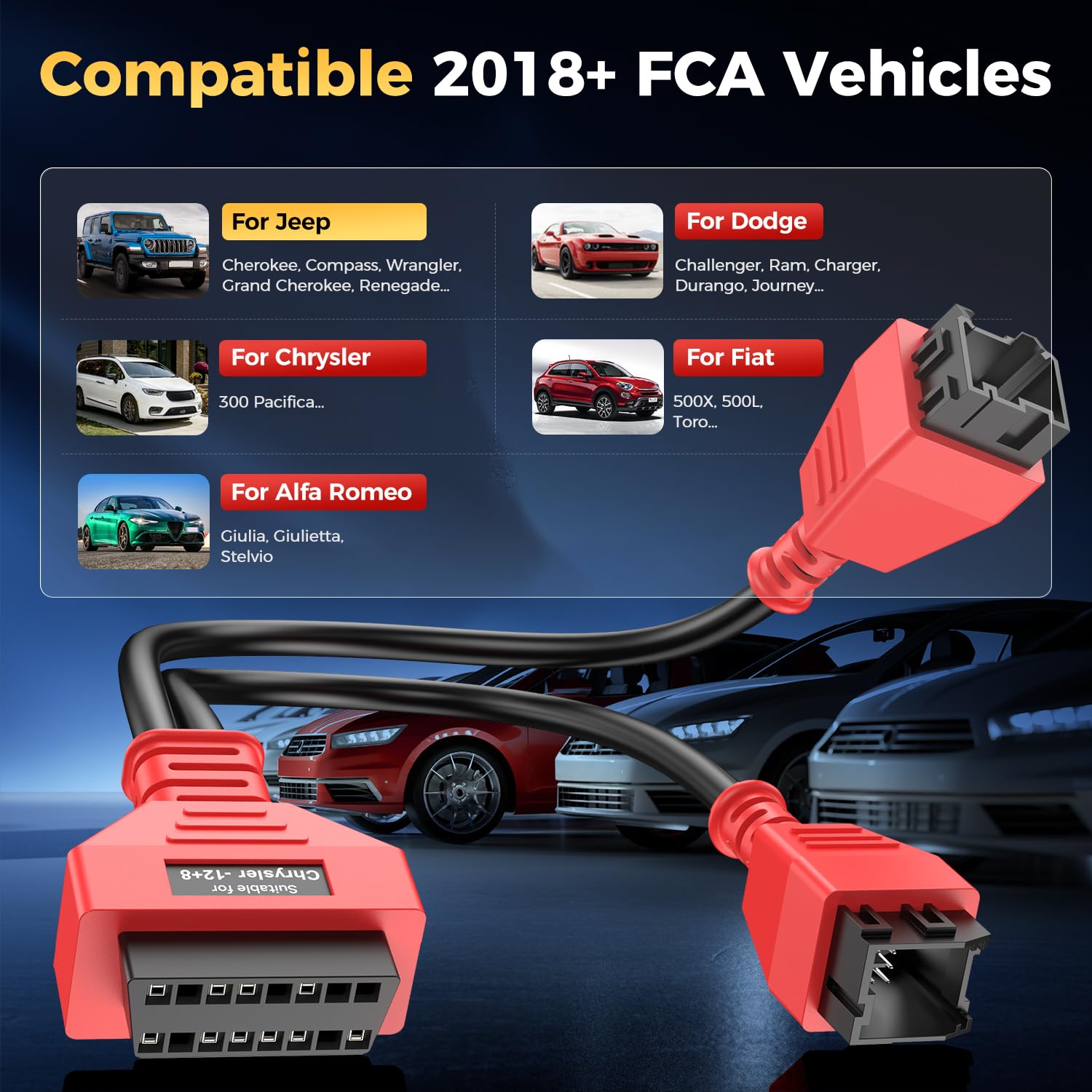 Close-up of Autel connectors ready for installation on FCA vehicles
