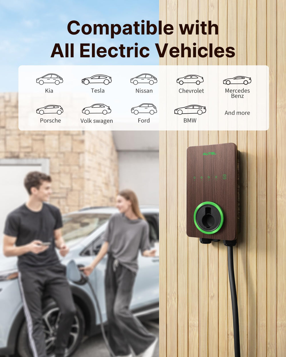 Autel MaxiCharger Home 25-foot cable extended for flexible parking.