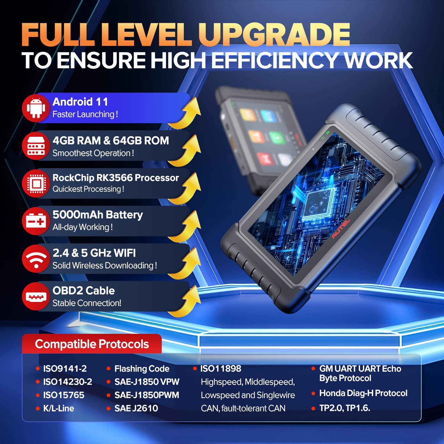 MX808S Auto VIN and Auto Scan speed up vehicle identification and checks.