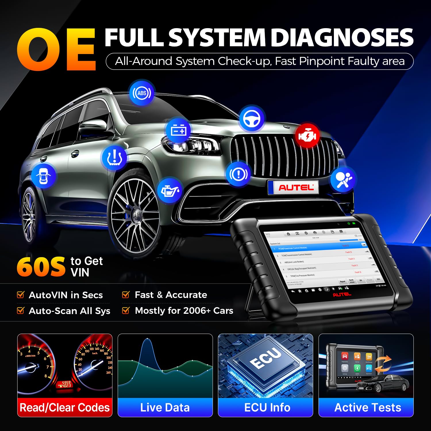 Autel MaxiCheck MX808S bi-directional 2.0 enables targeted active tests