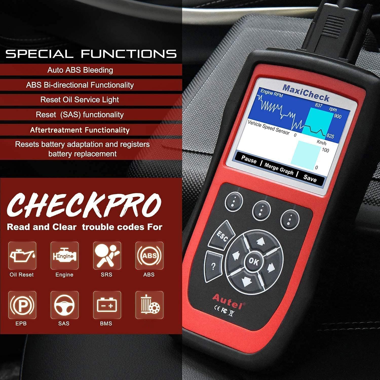 Autel MaxiCheck Pro display screen showing intuitive navigation