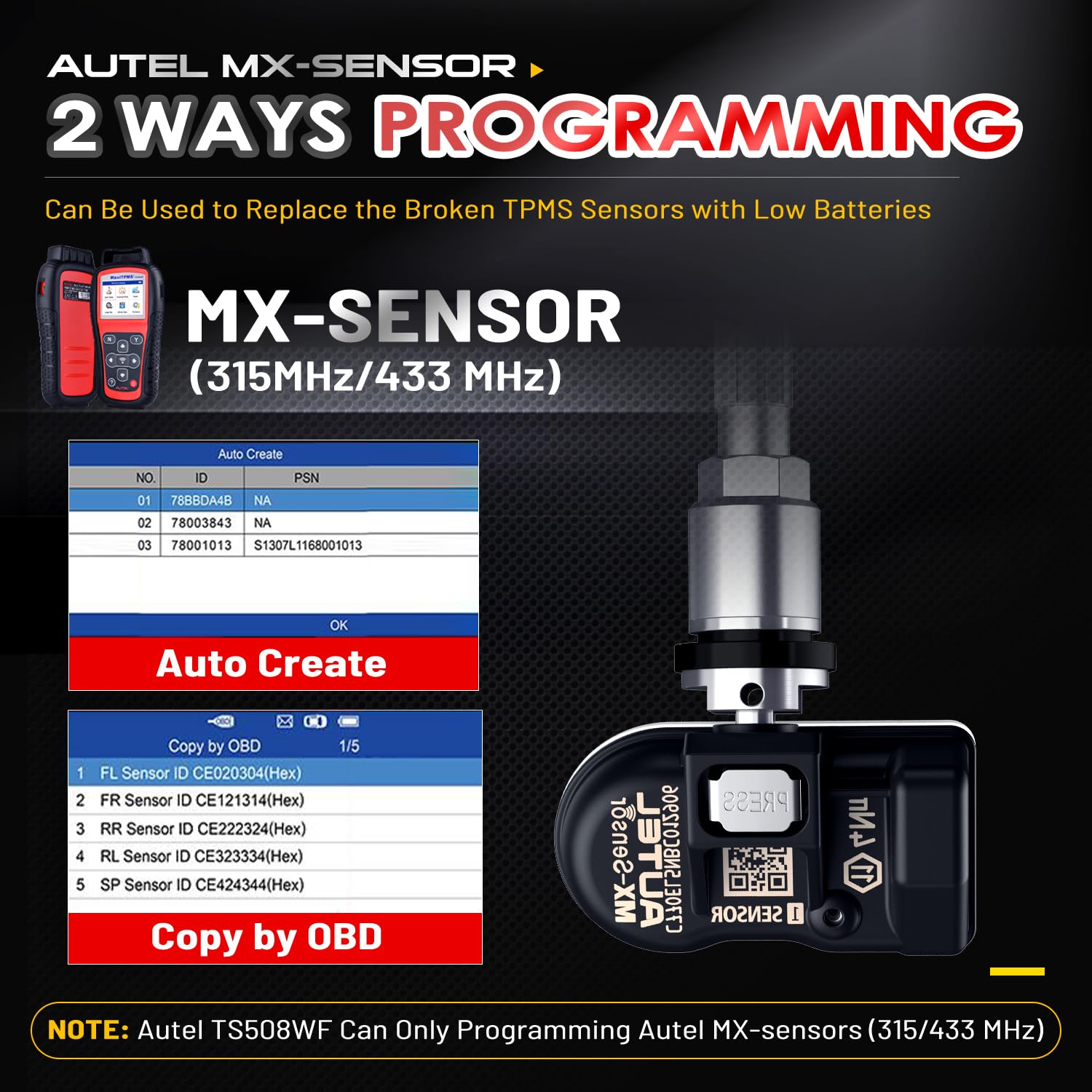 Programming MX‑Sensors with TS508WF for 315/433 MHz tires