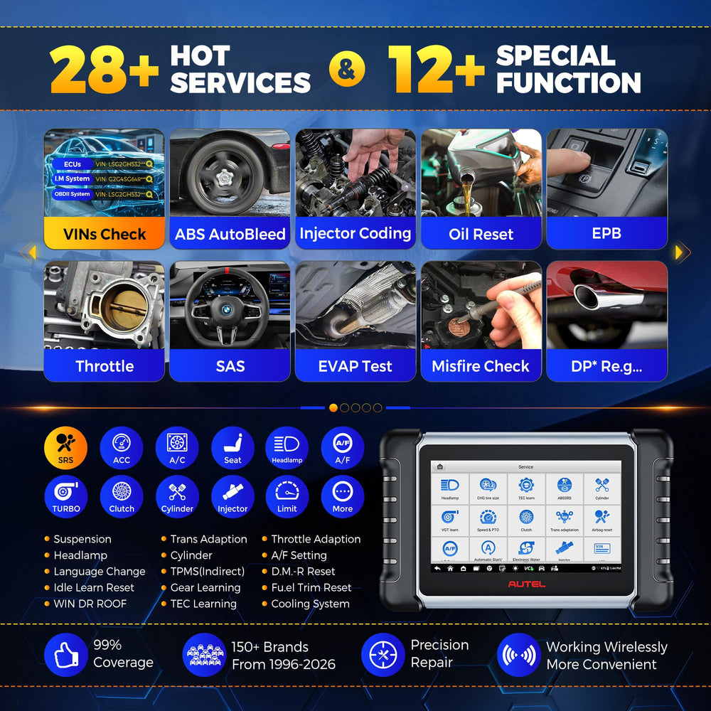 Autel MK808BT PRO all-system diagnostics with OE-level coverage.