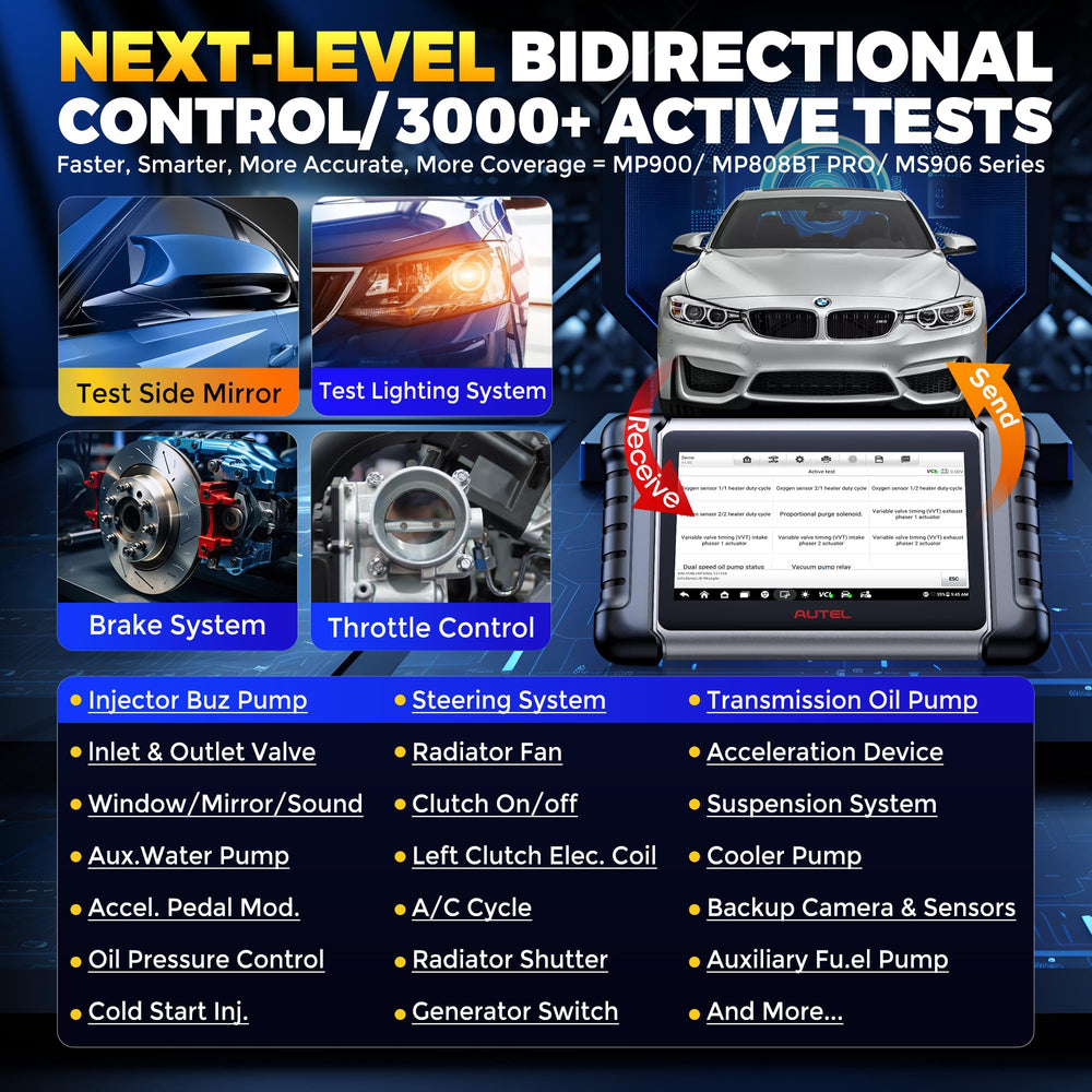 Autel MK808BT PRO bidirectional control in action enables active testing.