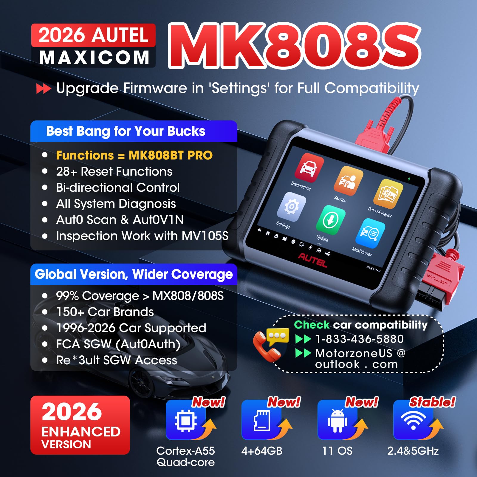 Autel MK808S screen display shows live data for real-time monitoring.