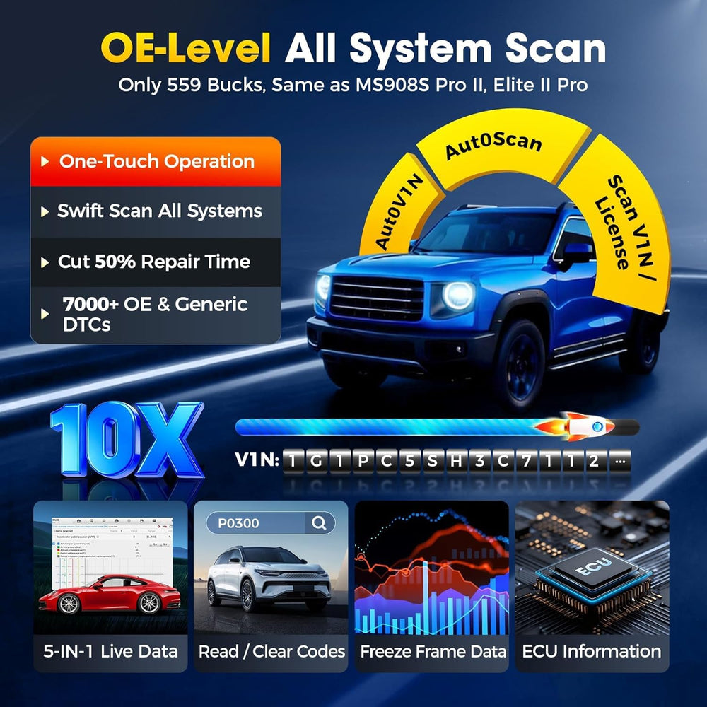 VIN auto-detect and scan license simplify setup without manual entry.