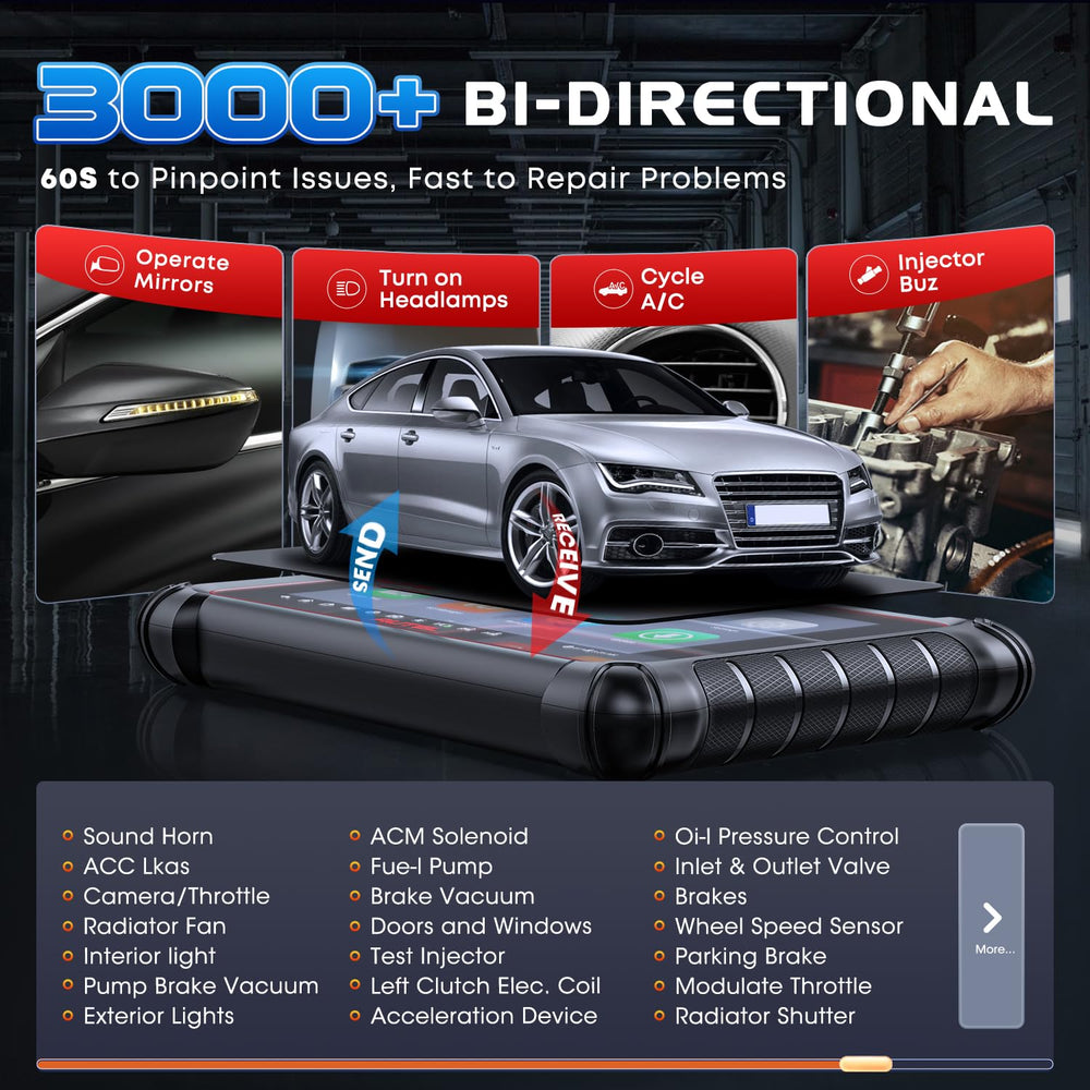Autel MK900BT provides 3,000+ active tests to verify subsystem behavior